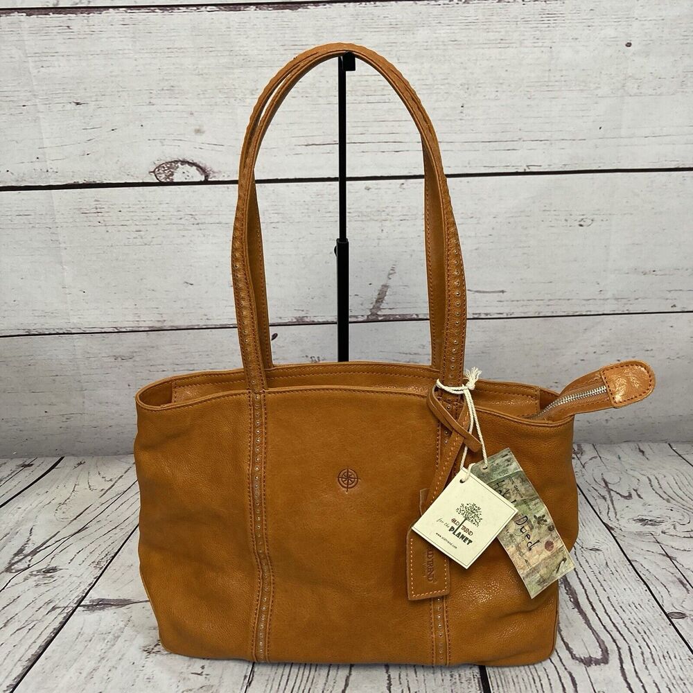Old Trend Tan Eco Genuine Leather Dancing Bamboo Tote Chestnut Brown Hand‎ Dyed